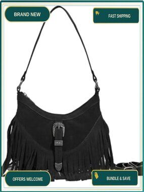 Mini Faux Suede Fringe Shoulder Bag Western Boho Style